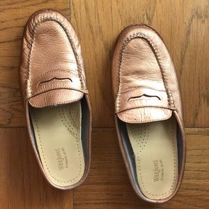 Copper metallic Bass Weejun slides/loafers